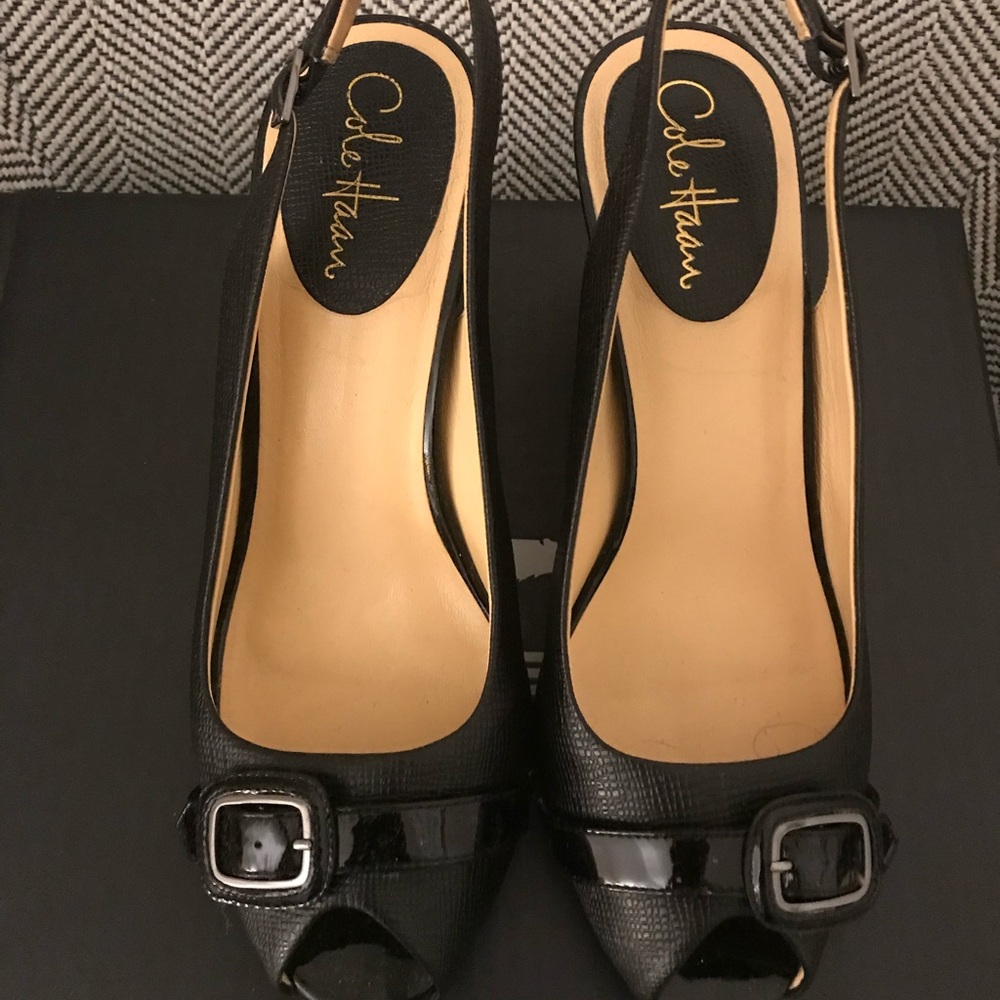 Cole Haan Black Classic Slingback Pump with Buckles